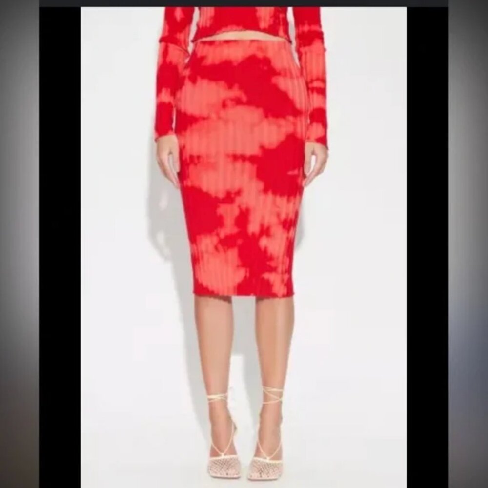 Cotton Citizen Red Tye Dye Capri Midi Skirt